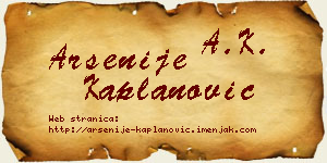 Arsenije Kaplanović vizit kartica